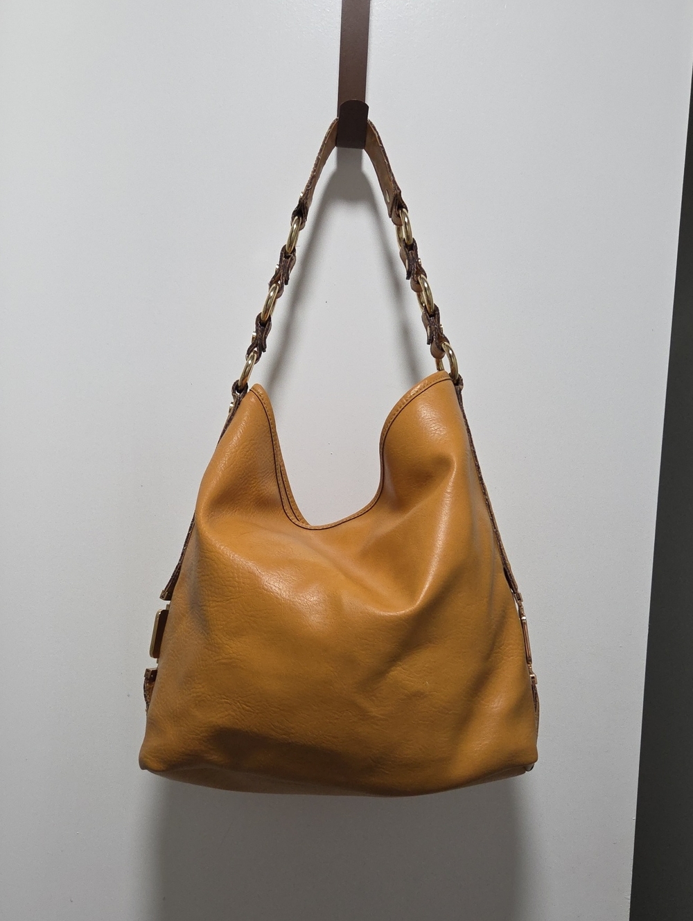 Dana Buchman Caramel Leather Shoulder Hobo Bag